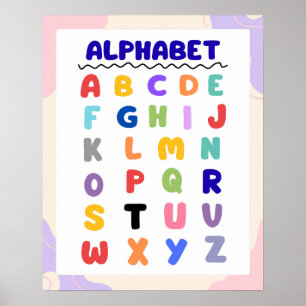 Colourful Modern Rainbow Alphabet Chart Poster