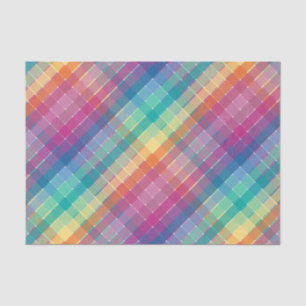 Colourful Modern Rainbow Plaid Stripes Tissue Paper