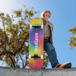 Colourful Modern Rainbow Tie Dye Swirl Custom Name Skateboard<br><div class="desc">Colourful Modern Rainbow Tie Dye Swirl Custom Name Skateboard features your personalised name in modern typography on a rainbow coloured tie dye swirl background. Personalise by editing the text in the text box provided. Give a custom made gift, personalised skateboard to your favourite skateboarder for Christmas, birthday or your BFF....</div>
