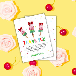 Colourful modern Ready To Pop Ice Cream Baby Showe Thank You Card