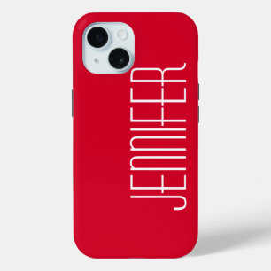 Colourful Modern Red Personalised Jumbo Name iPhone 15 Case