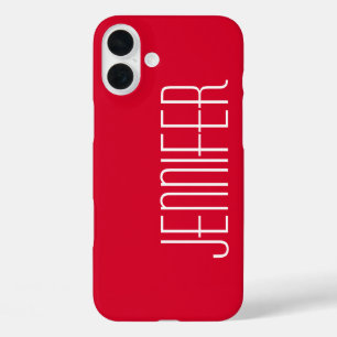 Colourful Modern Red Personalised Jumbo Name iPhone 16 Plus Case