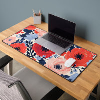 Colourful Modern Red White Blue Watercolor Floral 