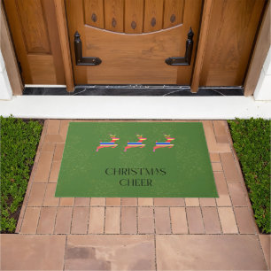Colourful Modern Reindeer Christmas Cheer  Doormat
