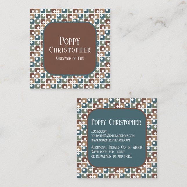 Colourful Modern Retro Pattern 16.15 Square Business Card (Front/Back)