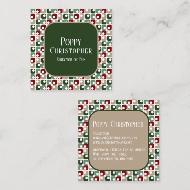 Colourful Modern Retro Pattern 16.3 Square Business Card (Front/Back)