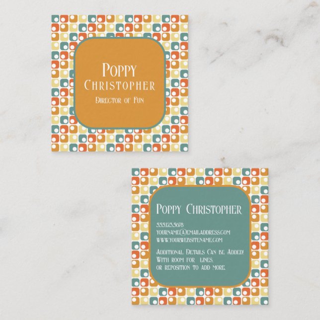 Colourful Modern Retro Pattern 16.8 Square Business Card (Front/Back)