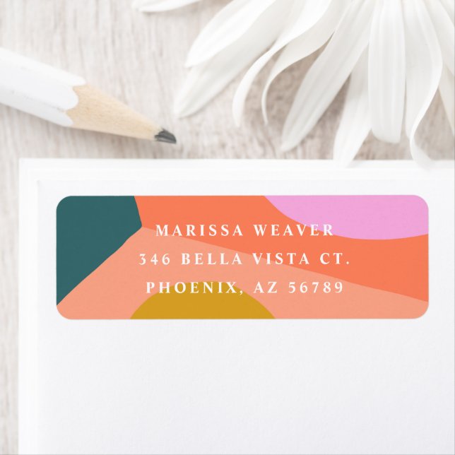 Colourful Modern Retro Return Address Label (Insitu)