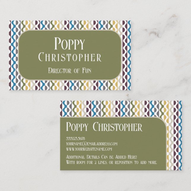 Colourful Modern Retro Wave Pattern 9.11 Business Card (Front/Back)