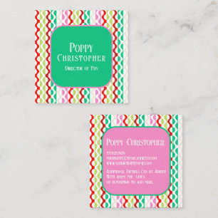 Colourful Modern Retro Wave Pattern 9.4 Square Business Card