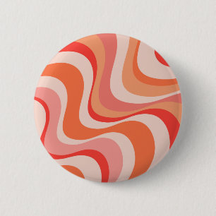 Colourful modern retro waves design 6 cm round badge