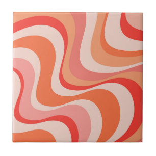 Colourful modern retro waves design ceramic tile
