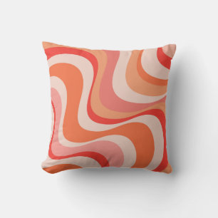 Colourful modern retro waves design cushion
