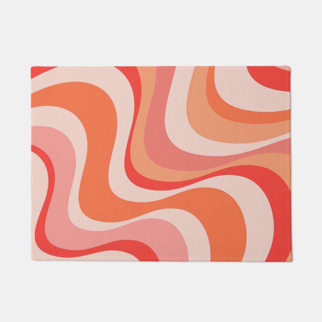 Colourful modern retro waves design doormat (Front)