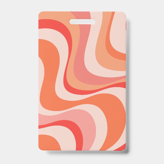 Colourful modern retro waves design ID badge (Front)