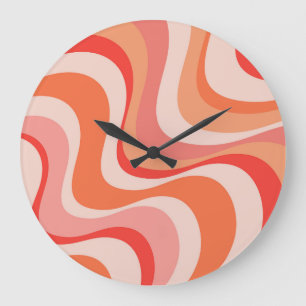 Colourful modern retro waves design large clock