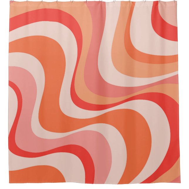 Colourful modern retro waves design shower curtain (Front)