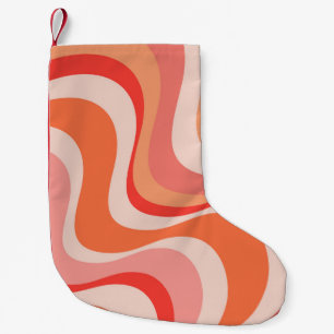 Colourful modern retro waves design small christmas stocking