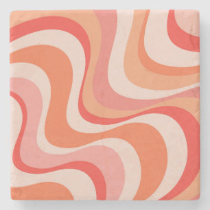 Colourful modern retro waves design stone coaster
