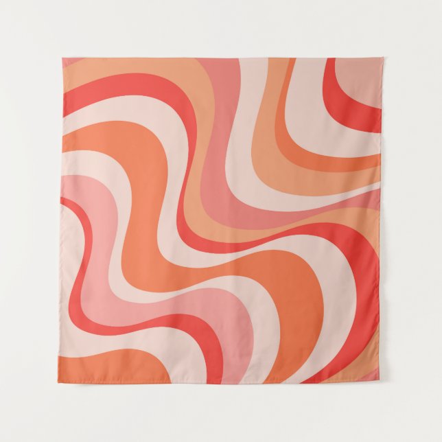 Colourful modern retro waves design tapestry (Front)
