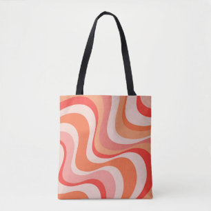 Colourful modern retro waves design  tote bag