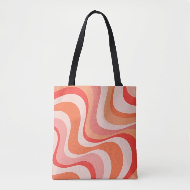 Colourful modern retro waves design  tote bag (Front)