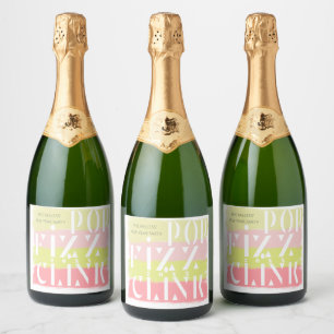 Colourful Modern Script New Years Party Sparkling Wine Label