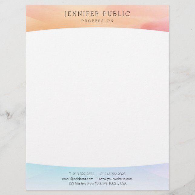 Colourful Modern Simple Design Elegant Template Custom Letterhead (Front)