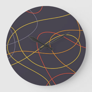 Colourful, modern, simple, trendy,curvy messy line large clock