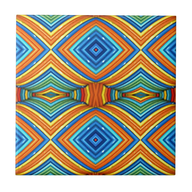 Colourful Modern Southwest Pattern Ceramic Tile (Front)