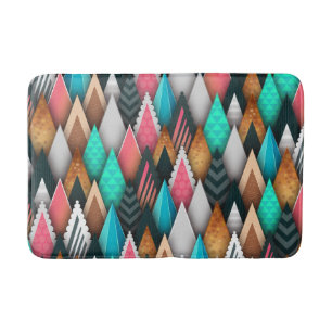Colourful Modern Southwestern Aztec Teal Pink Brow Bath Mat