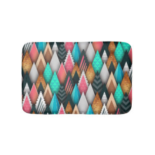 Colourful Modern Southwestern Aztec Teal Pink Brow Bath Mat