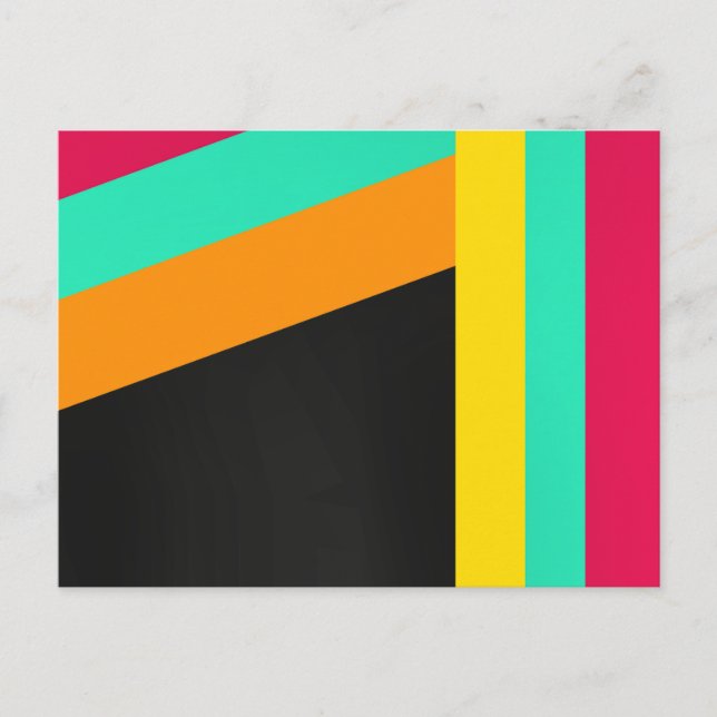 Colourful modern stripes pattern postcard (Front)