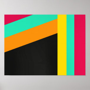 Colourful modern stripes pattern poster