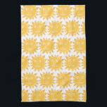 Colourful Modern Suns Yellow Pattern Tea Towel<br><div class="desc">Decorate your kitchen with this cool sunshine art towel. Makes a great housewarming,  birthday or wedding gift! 
You can customise it and add text too.
Check my shop for lots more colours and patterns!</div>