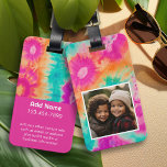 Colourful Modern Tie Dye - Photo and Text Luggage Tag<br><div class="desc">Use 1 square photo and make a unique and trendy tag with a bright and joyful tie dye pattern. A design that will stand out because of the bright colours!</div>
