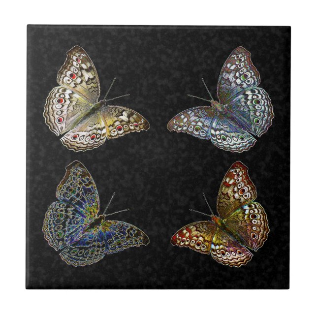 Colourful Modern Trendy Colours Butterflies Tile (Front)