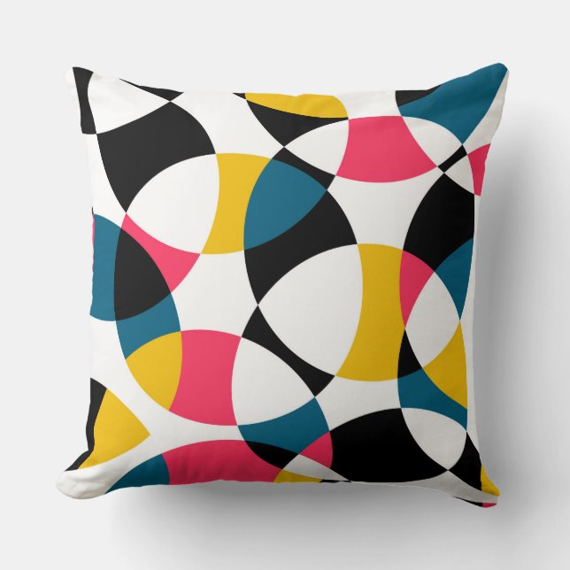 Colourful, modern, trendy, cool circular graphic cushion (Front)
