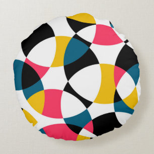 Colourful, modern, trendy, cool circular graphic round cushion