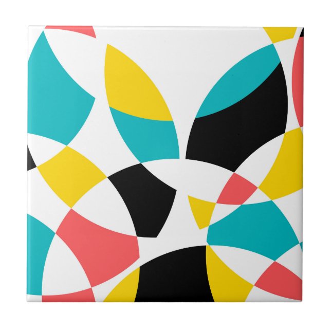 Colourful, modern, trendy, cool, unique circular ceramic tile (Front)