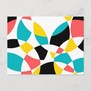 Colourful, modern, trendy, cool, unique circular postcard