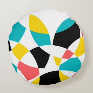 Colourful, modern, trendy, cool, unique circular round cushion