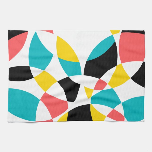 Colourful, modern, trendy, cool, unique circular tea towel (Horizontal)