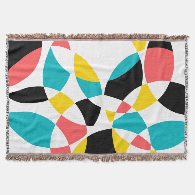 Colourful, modern, trendy, cool, unique circular throw blanket (Front)