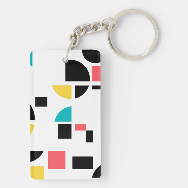 Colourful, modern, trendy, fun, cheerful geometric key ring (Back)