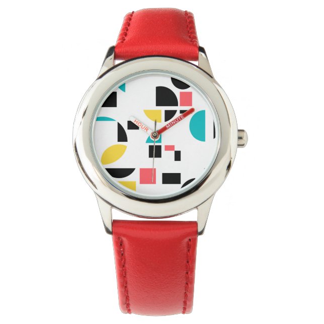 Colourful, modern, trendy, fun, cheerful geometric watch (Front)