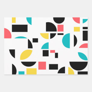 Colourful, modern, trendy, fun, cheerful geometric wrapping paper sheet