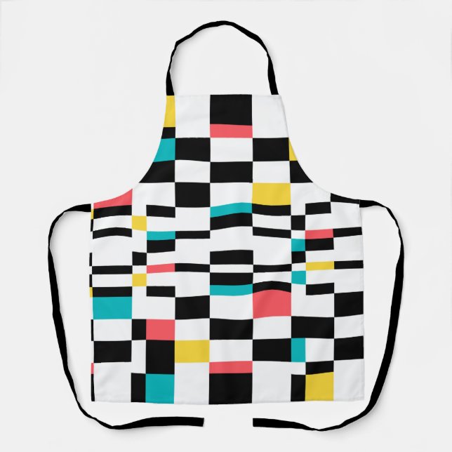 Colourful, modern, trendy, fun geometric pattern apron (Front)