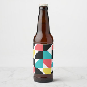 Colourful, modern, trendy, fun geometric pattern beer bottle label