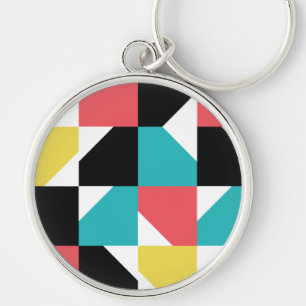 Colourful, modern, trendy, fun geometric pattern key ring